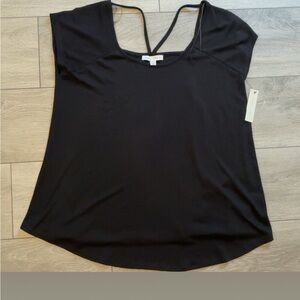 Larry Levine Women’s Size Large Black Blouse Strappy Back Dressy Sexy New W/tags